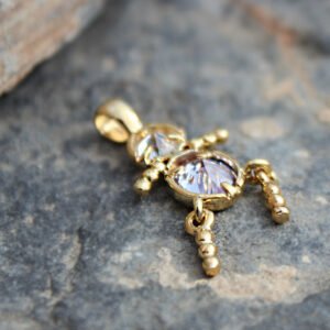 Gold-Plated Brass Light Purple Cubic Zirconia Pendant Necklace