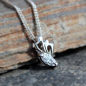 Rhodium-Plated Brass Cubic Zirconia Pendant Necklace