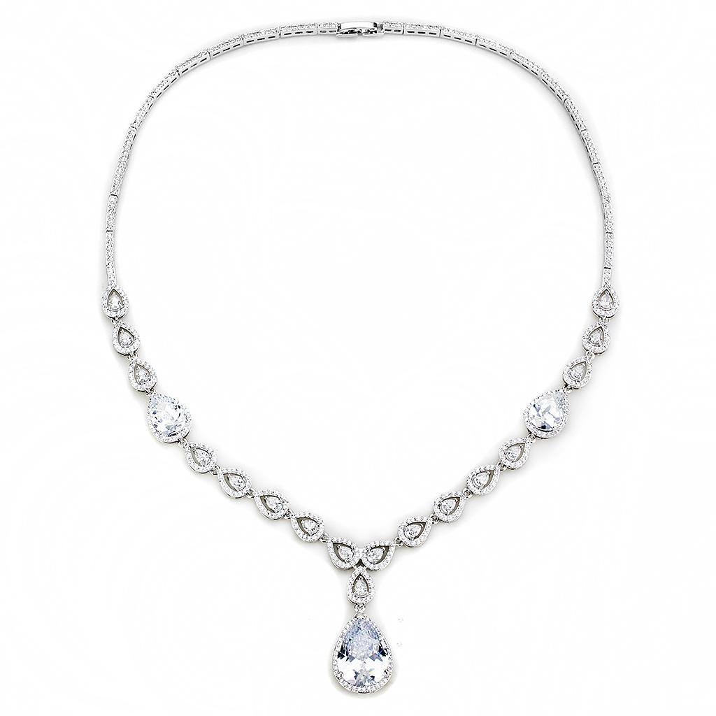 Silver-Tone Brass Cubic Zirconia Jewelry Set - Image 2