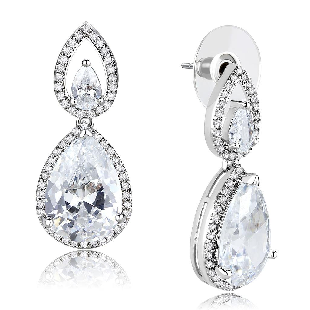 Silver-Tone Brass Cubic Zirconia Jewelry Set - Image 4