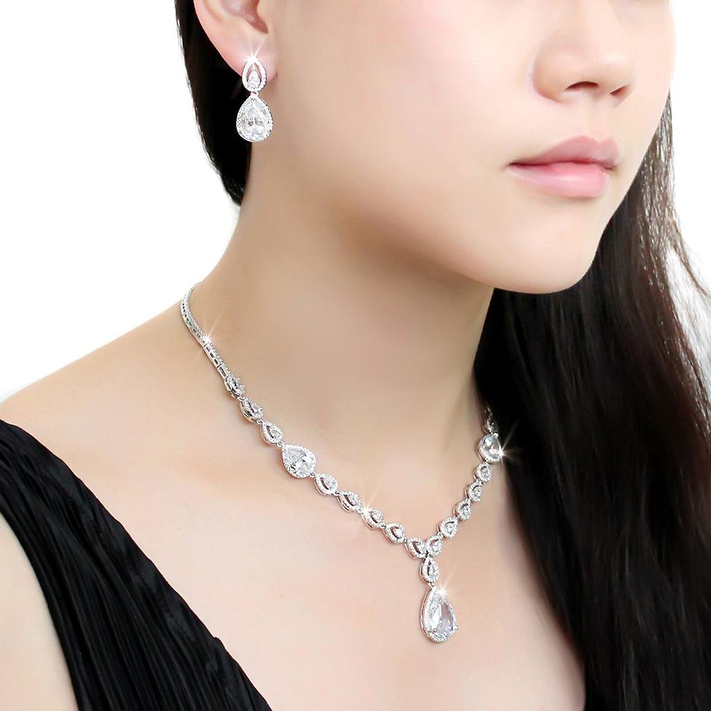 Silver-Tone Brass Cubic Zirconia Jewelry Set - Image 6