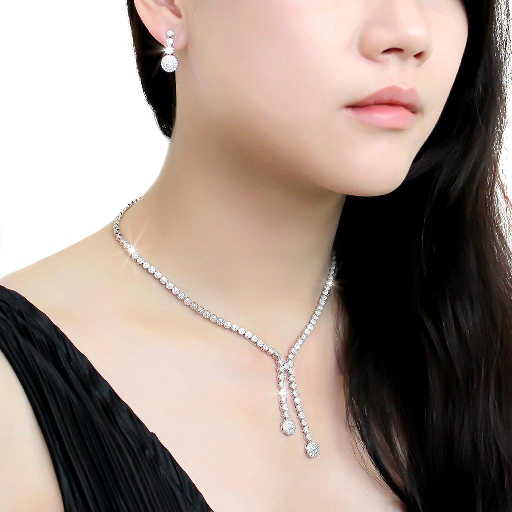 Silver-Tone Brass Cubic Zirconia Jewelry Set - Image 6