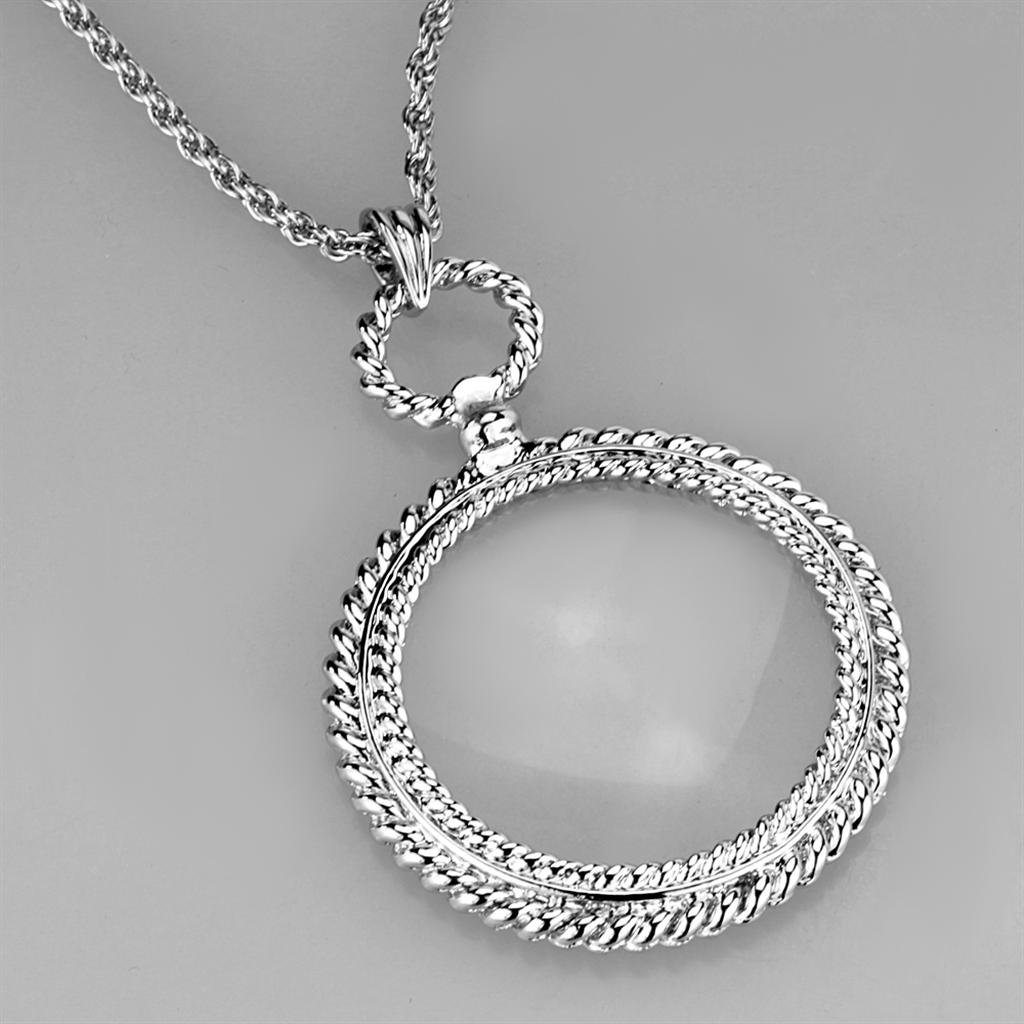 Silver-Tone Brass Glass Magnifier Pendant Necklace - Image 3