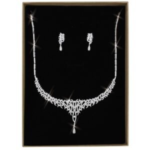 Silver-Tone Brass Cubic Zirconia Jewelry Set
