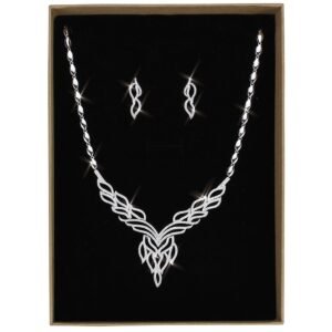 Silver-Tone Brass Cubic Zirconia Jewelry Set