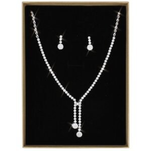 Silver-Tone Brass Cubic Zirconia Jewelry Set