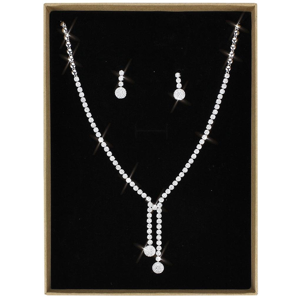 Silver-Tone Brass Cubic Zirconia Jewelry Set