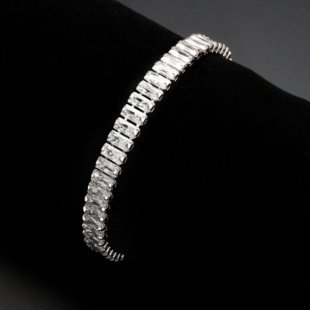 Silver-Tone Brass Cubic Zirconia Bracelet - Image 2