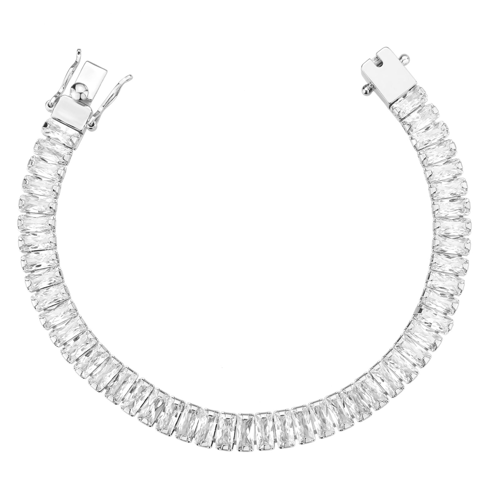 Silver-Tone Brass Cubic Zirconia Bracelet - Image 3