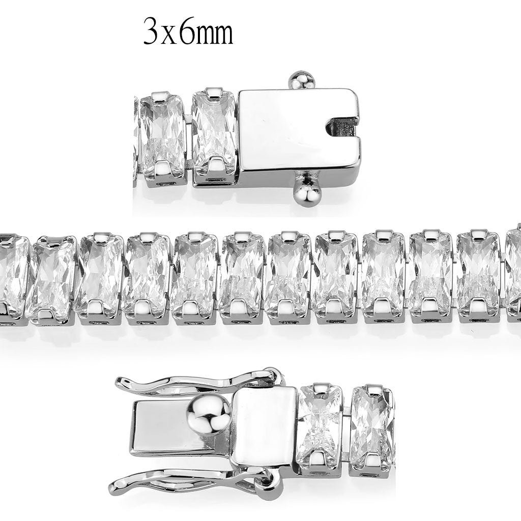 Silver-Tone Brass Cubic Zirconia Bracelet - Image 4