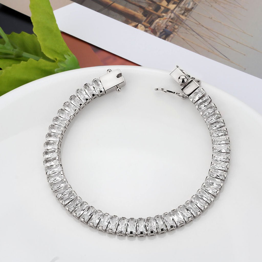 Silver-Tone Brass Cubic Zirconia Bracelet - Image 5