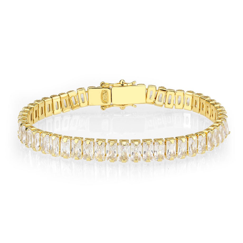Gold-Tone Brass Cubic Zirconia Bracelet