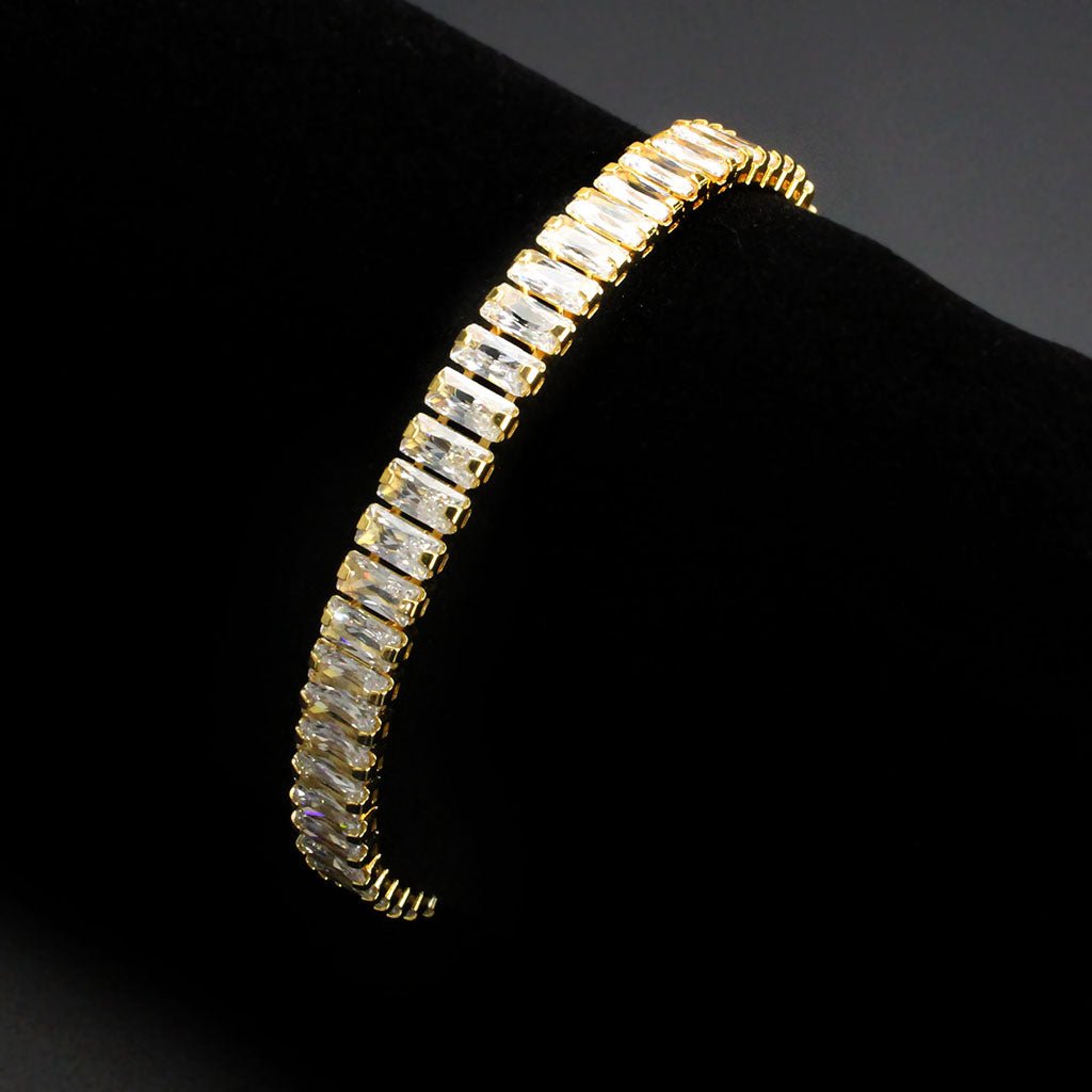 Gold-Tone Brass Cubic Zirconia Bracelet - Image 2