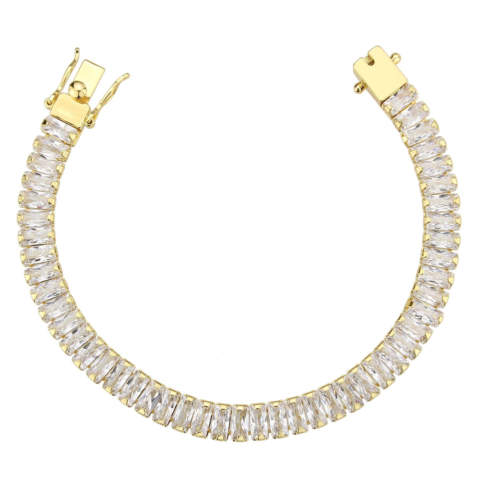 Gold-Tone Brass Cubic Zirconia Bracelet - Image 3