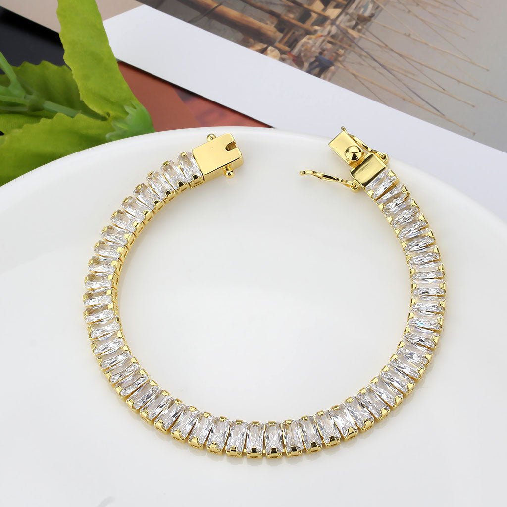 Gold-Tone Brass Cubic Zirconia Bracelet - Image 5