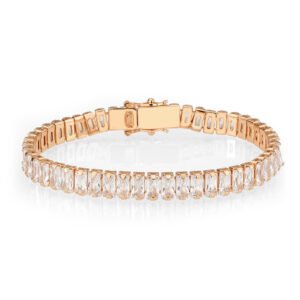 Rose Gold-Tone Brass Cubic Zirconia Bracelet