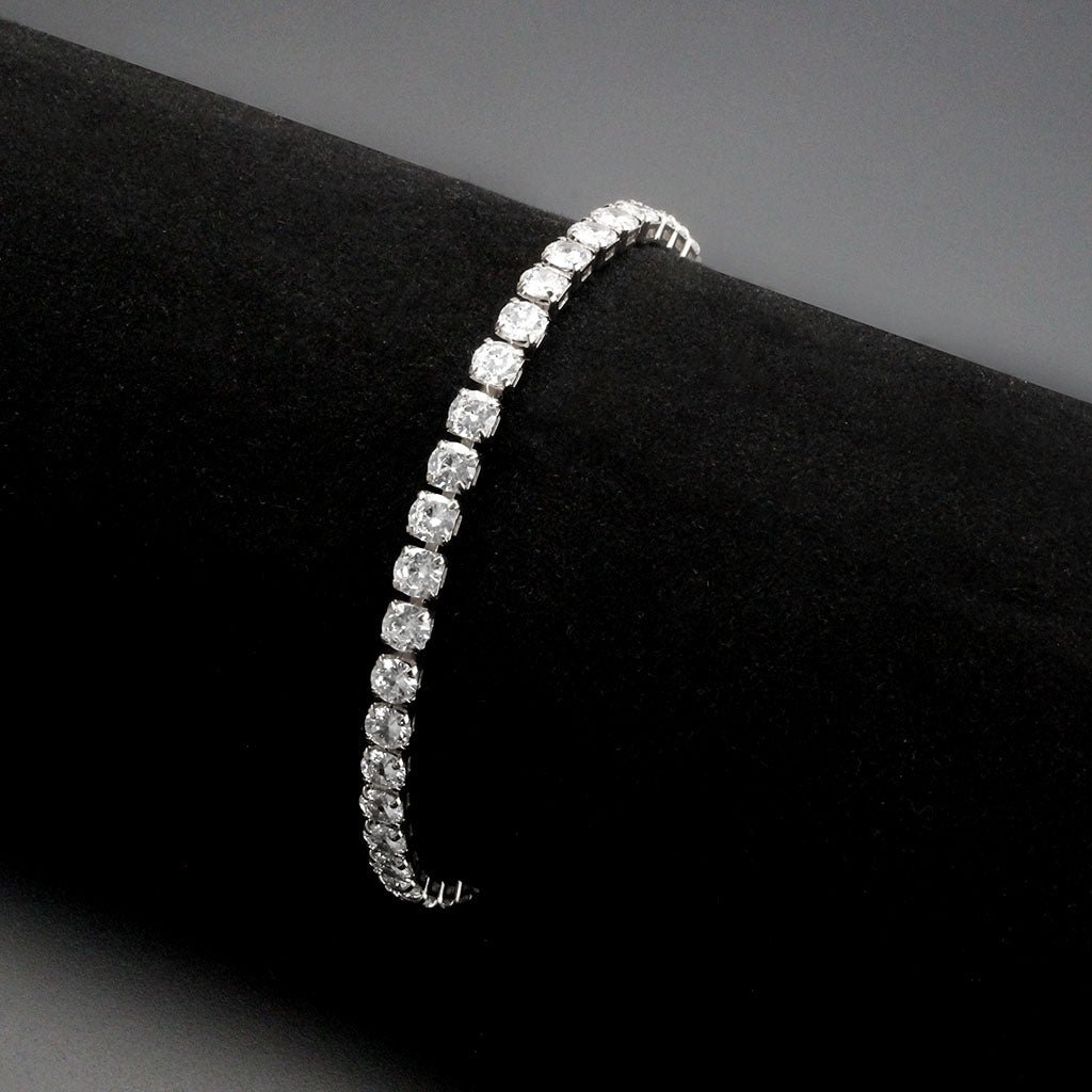 Silver-Tone Brass Cubic Zirconia Bracelet - Image 2