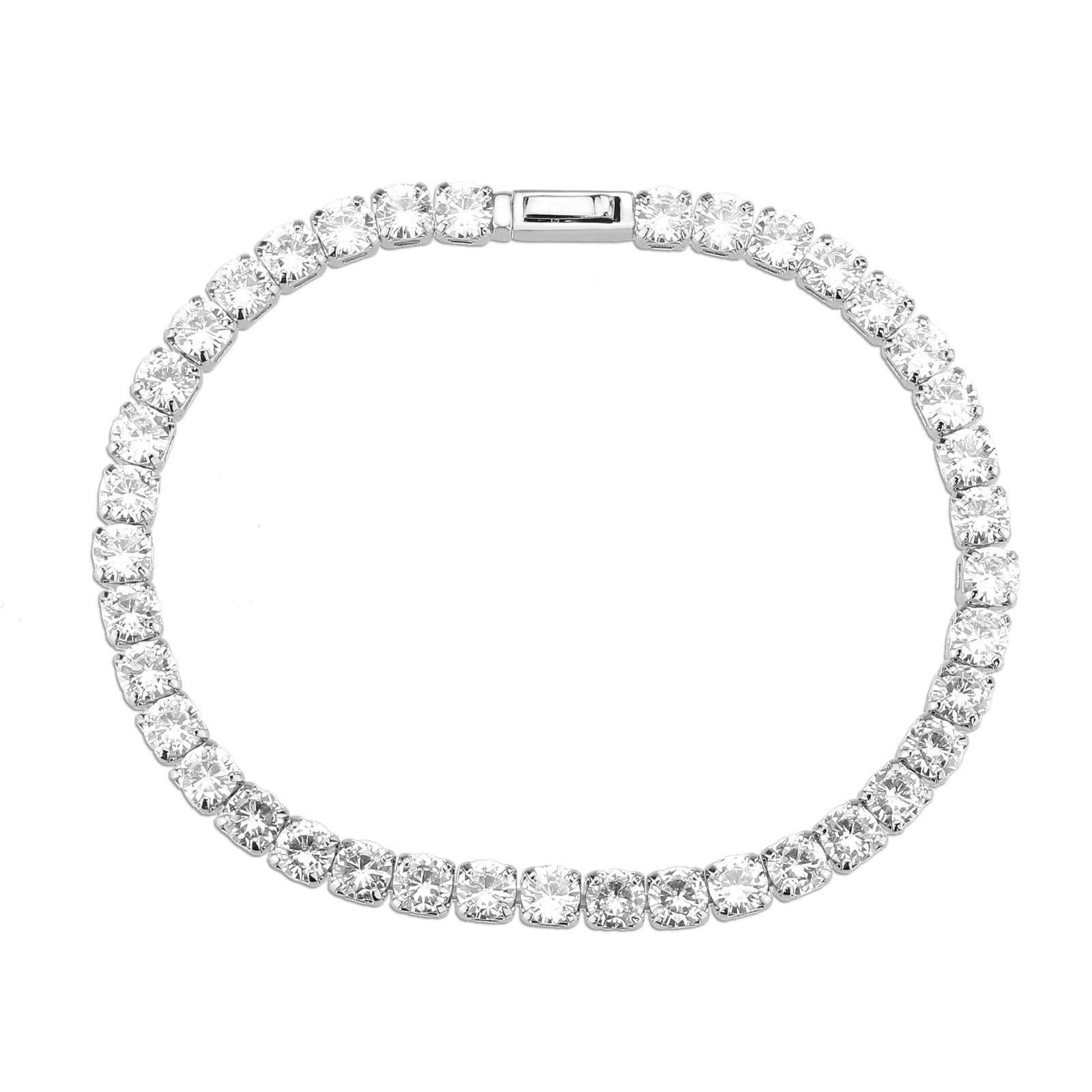 Silver-Tone Brass Cubic Zirconia Bracelet - Image 3
