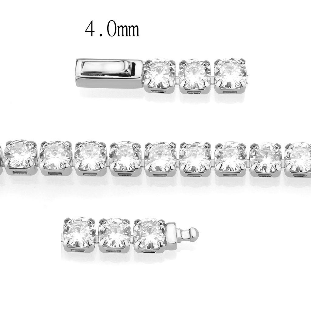 Silver-Tone Brass Cubic Zirconia Bracelet - Image 4