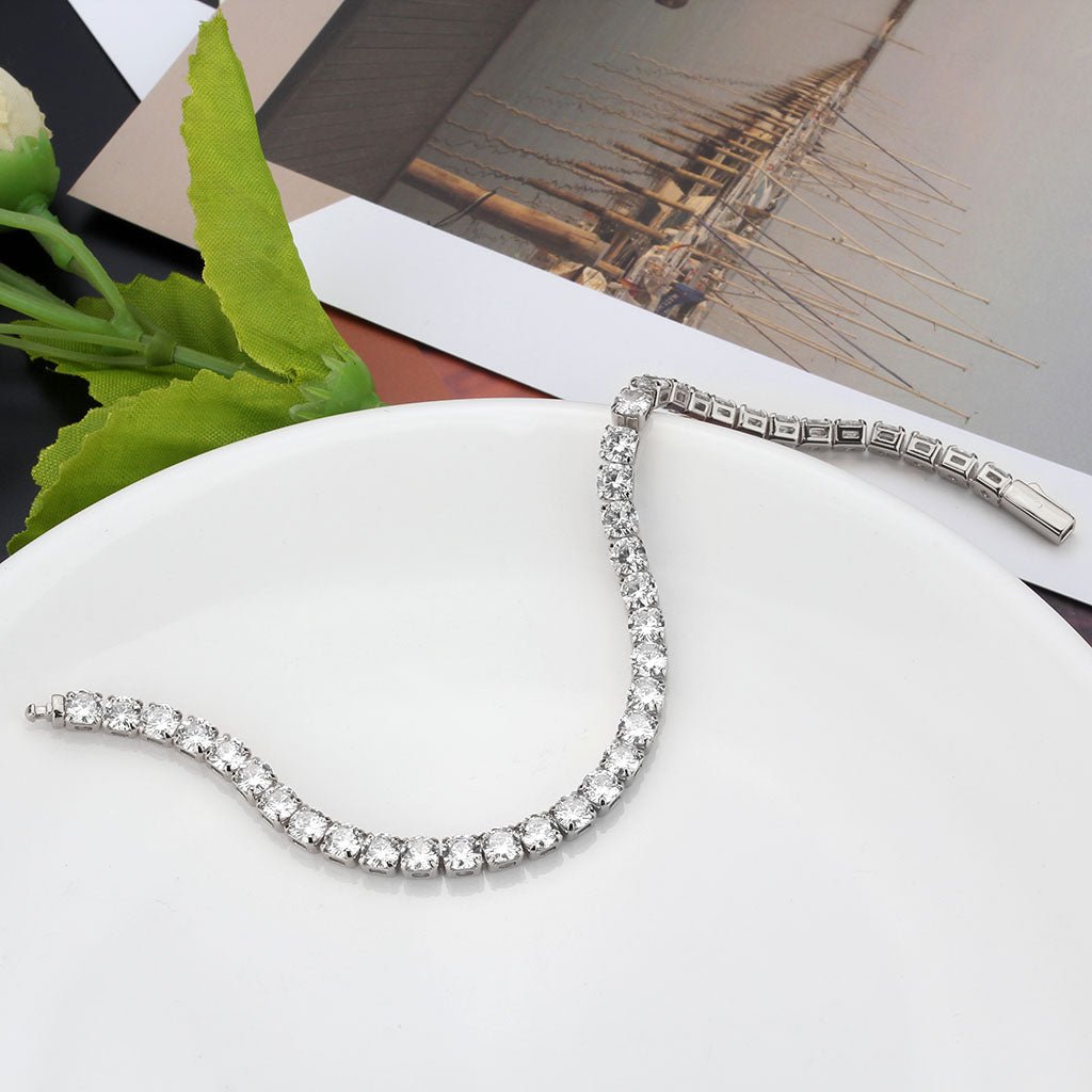 Silver-Tone Brass Cubic Zirconia Bracelet - Image 5