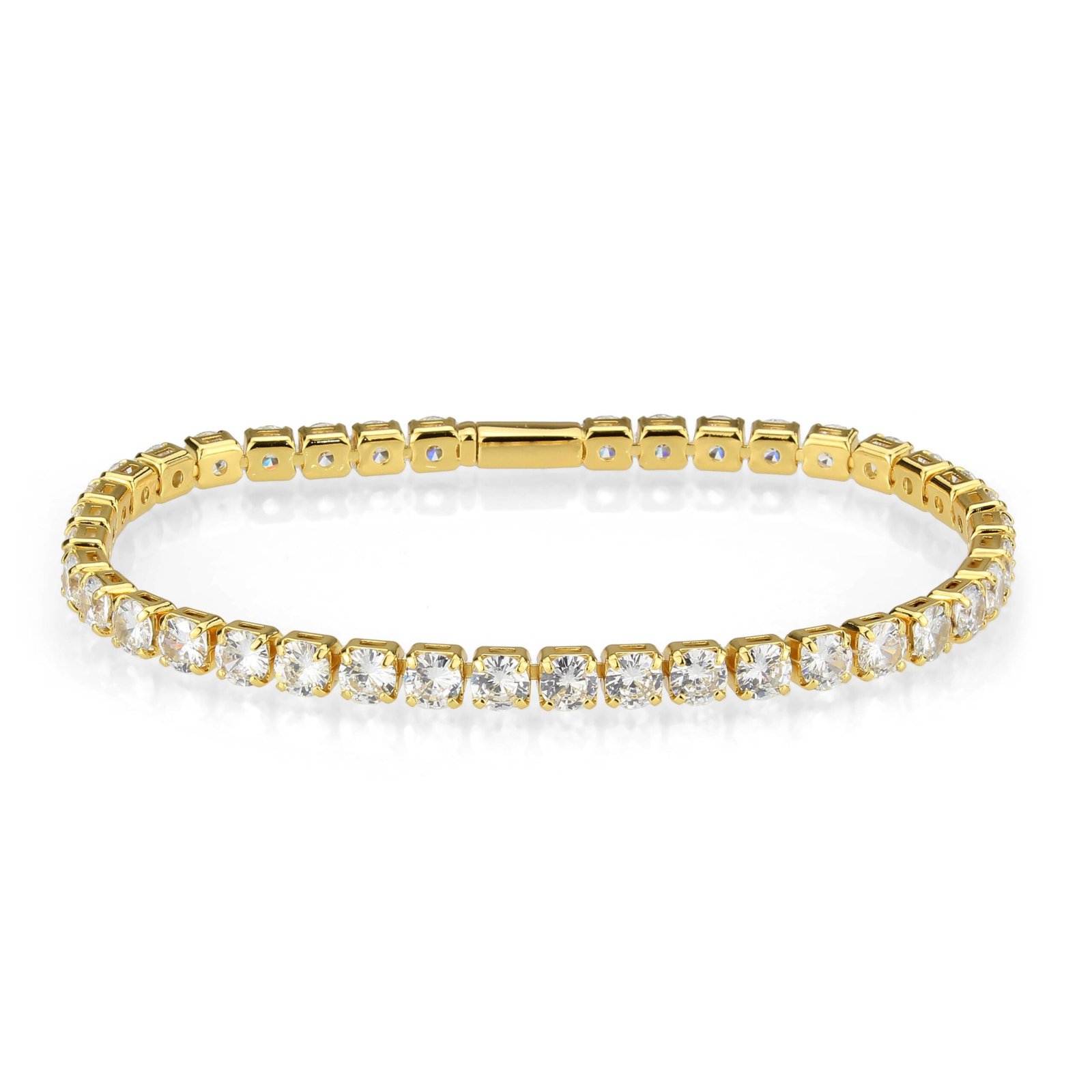 Gold-Tone Brass Cubic Zirconia Bracelet