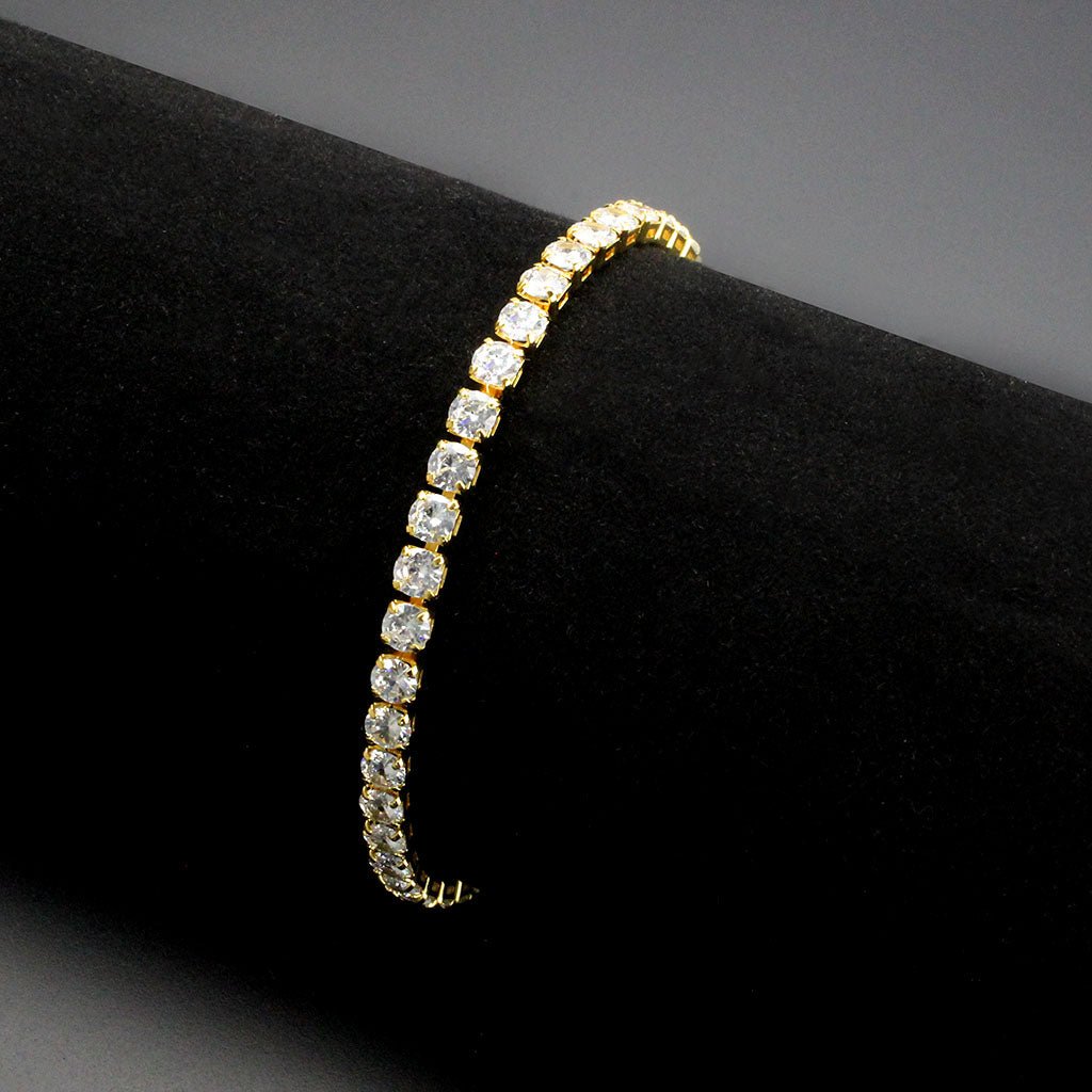 Gold-Tone Brass Cubic Zirconia Bracelet - Image 2