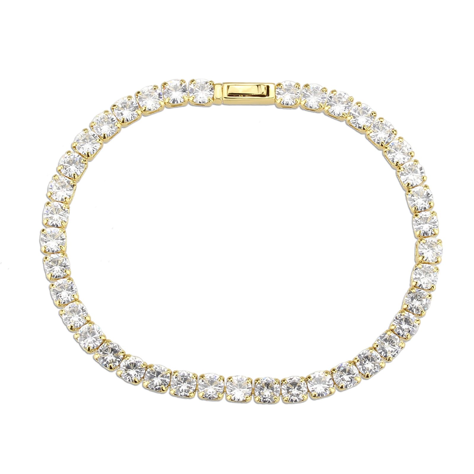 Gold-Tone Brass Cubic Zirconia Bracelet - Image 3