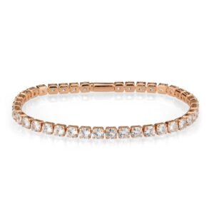 Rose Gold-Tone Brass Cubic Zirconia Bracelet