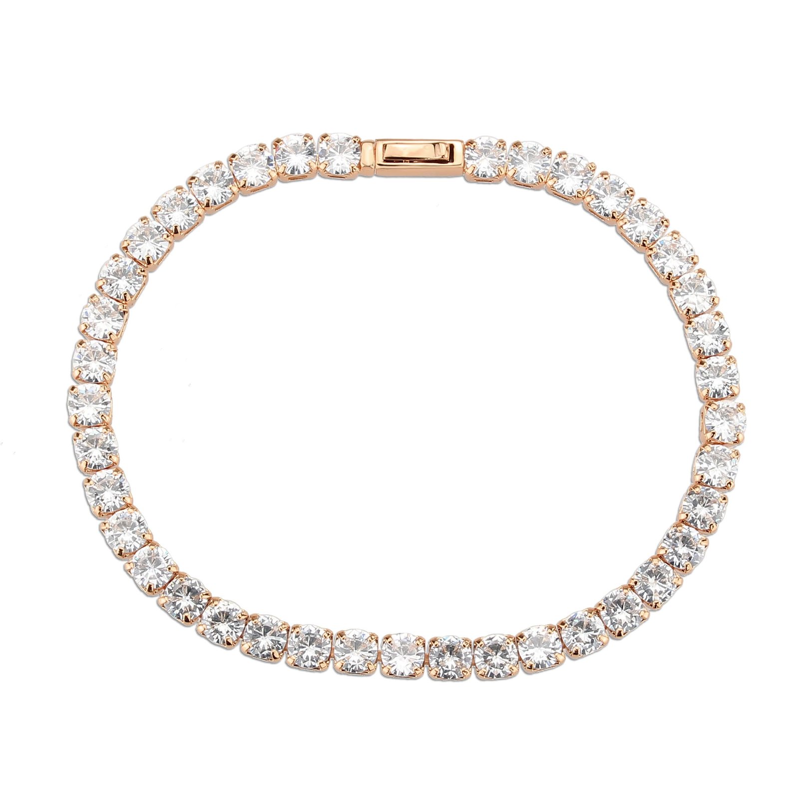 Rose Gold-Tone Brass Cubic Zirconia Bracelet - Image 3