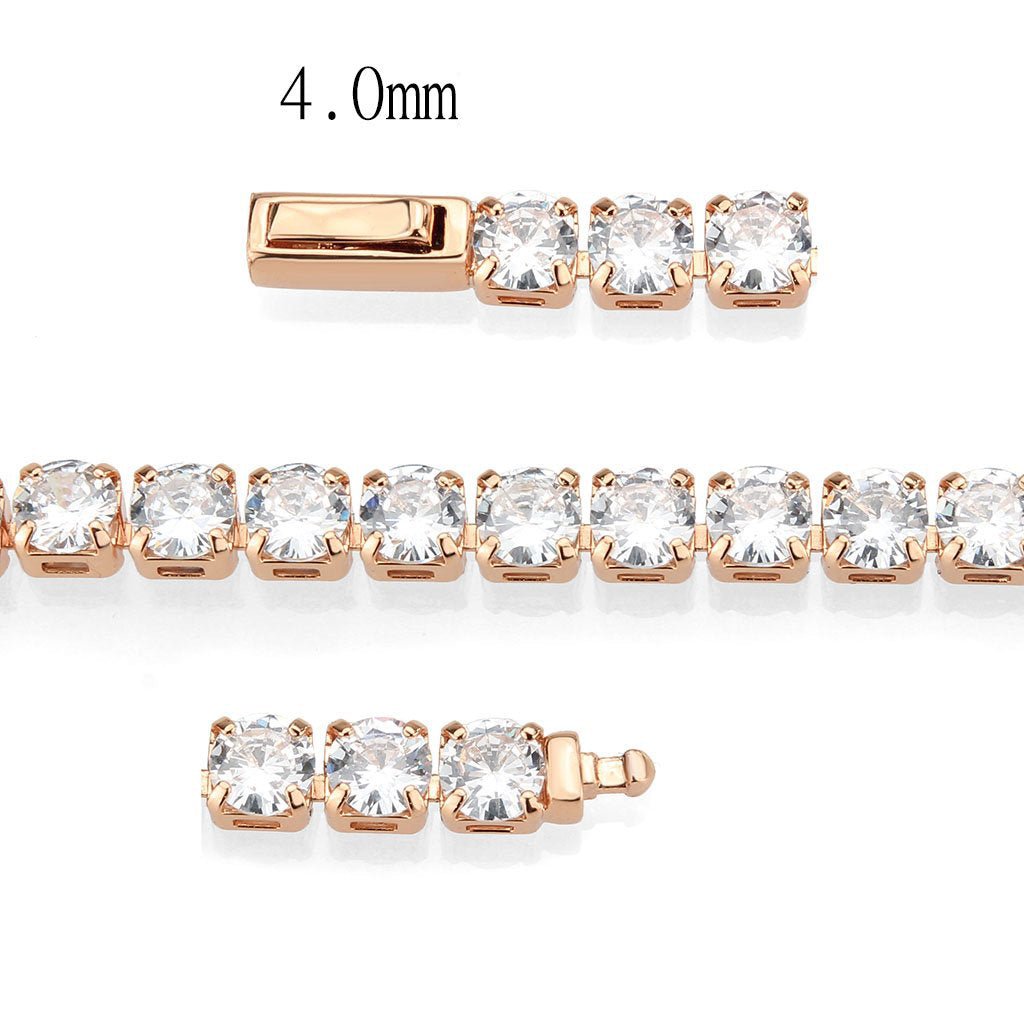 Rose Gold-Tone Brass Cubic Zirconia Bracelet - Image 4