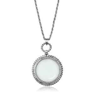 Silver-Tone Brass Glass Magnifier Pendant Necklace