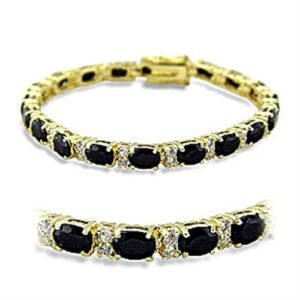 Gold-Tone Brass Black Cubic Zirconia Bracelet