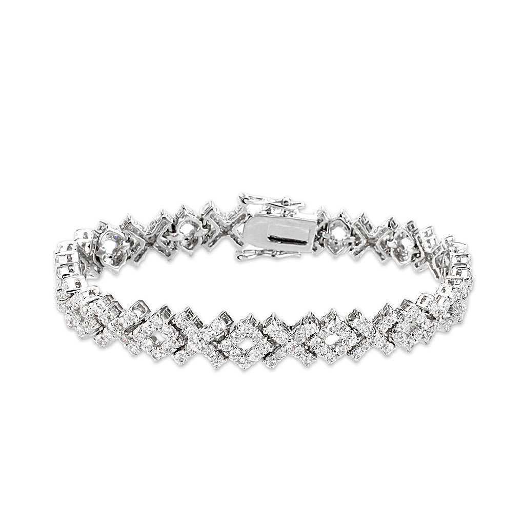 Silver-Tone Brass Cubic Zirconia Tennis Bracelet