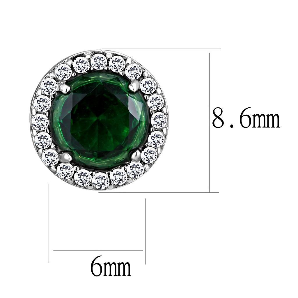 Stainless Steel Emerald Glass Earrings - Image 2