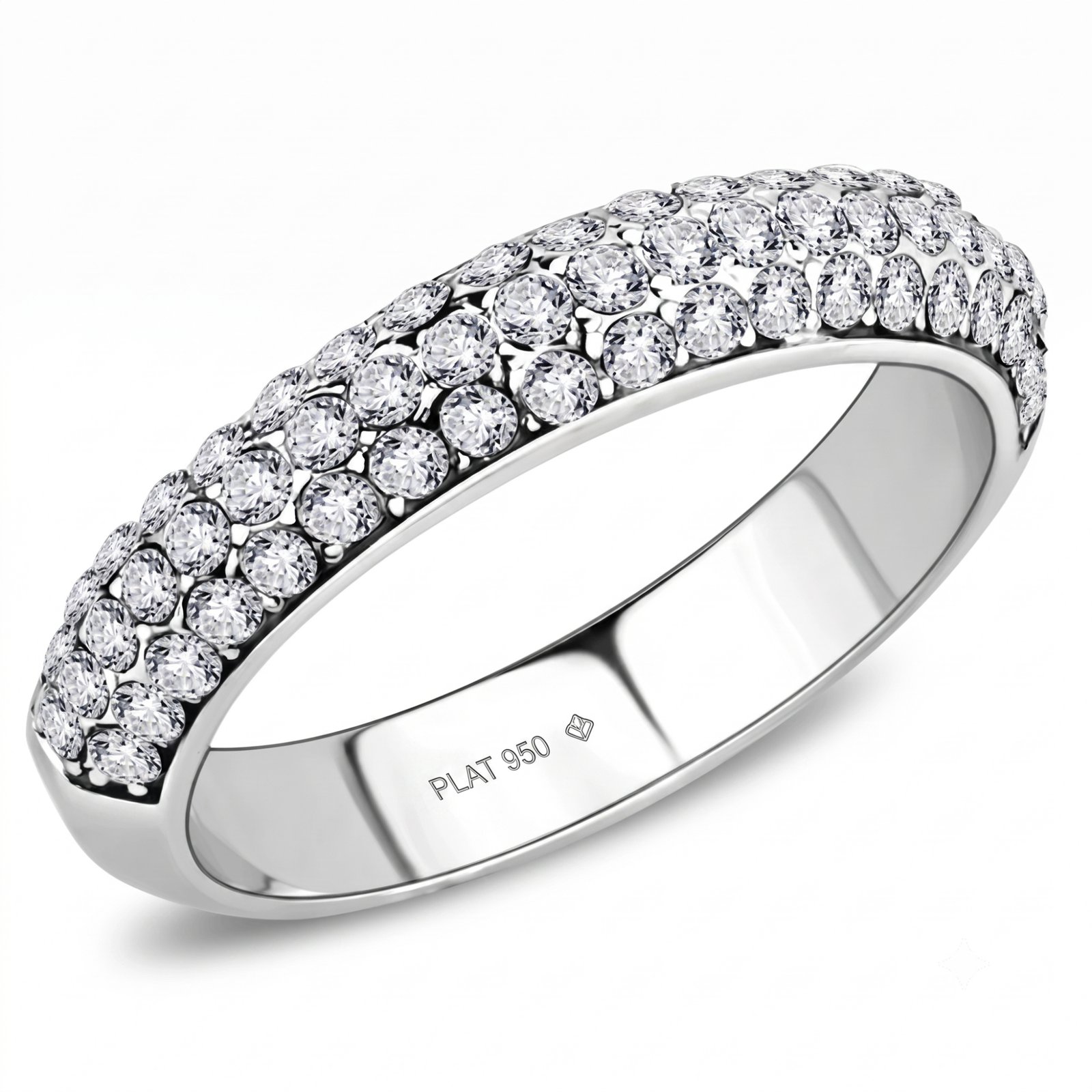 Stainless Steel Crystal Pavé Ring