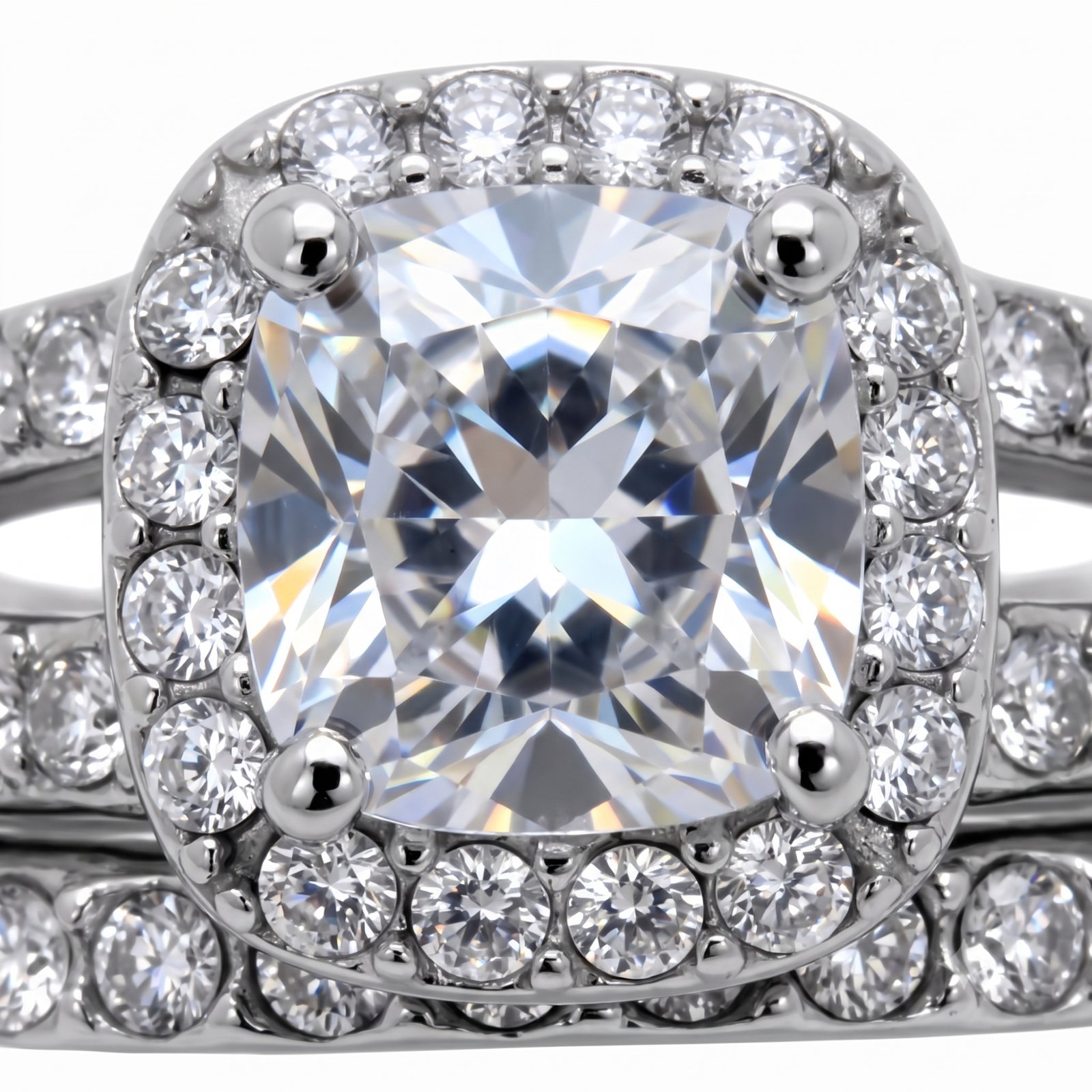 Stainless Steel Cubic Zirconia Halo Ring - Image 2