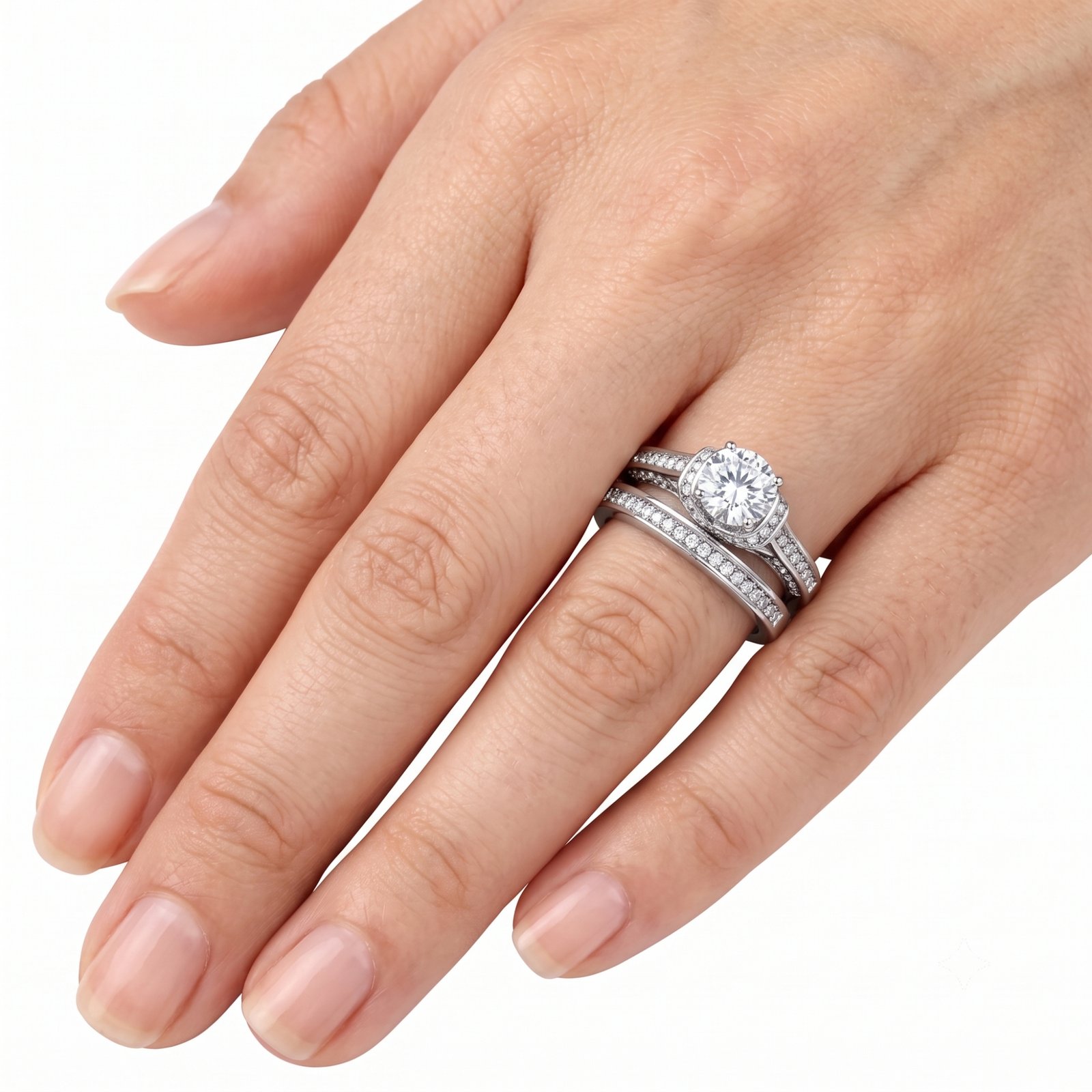 Stainless Steel Cubic Zirconia Halo Ring - Image 4
