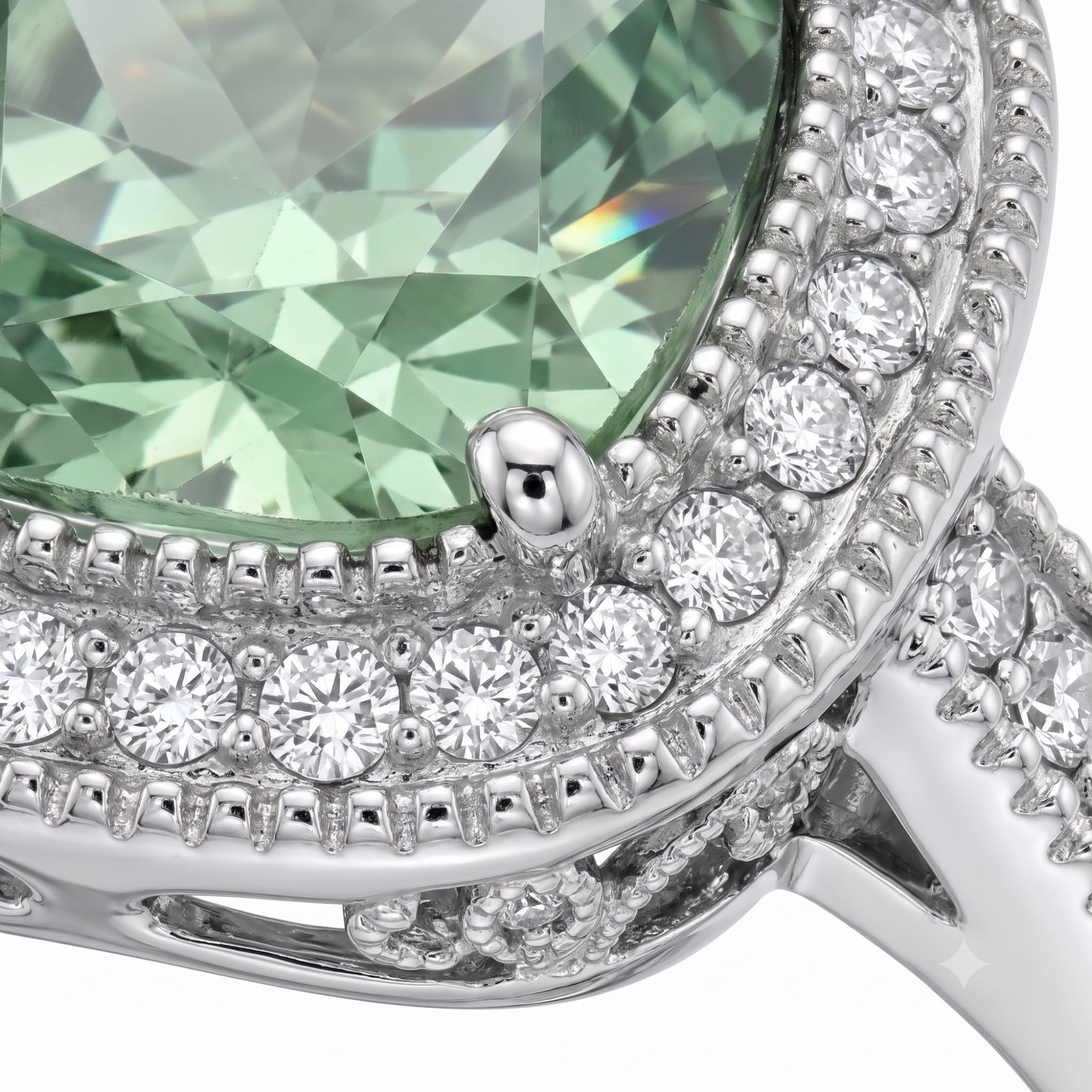 Stainless Steel Emerald Crystal Halo Ring - Image 2