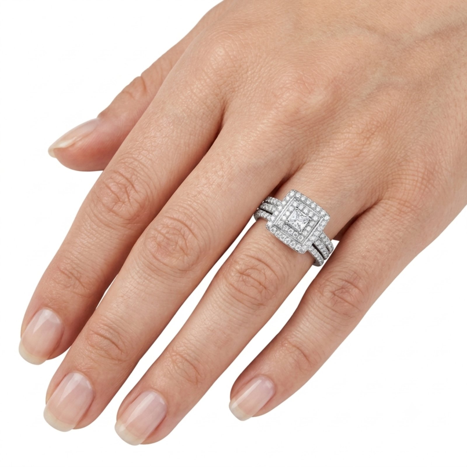 Stainless Steel Cubic Zirconia Halo Ring - Image 4