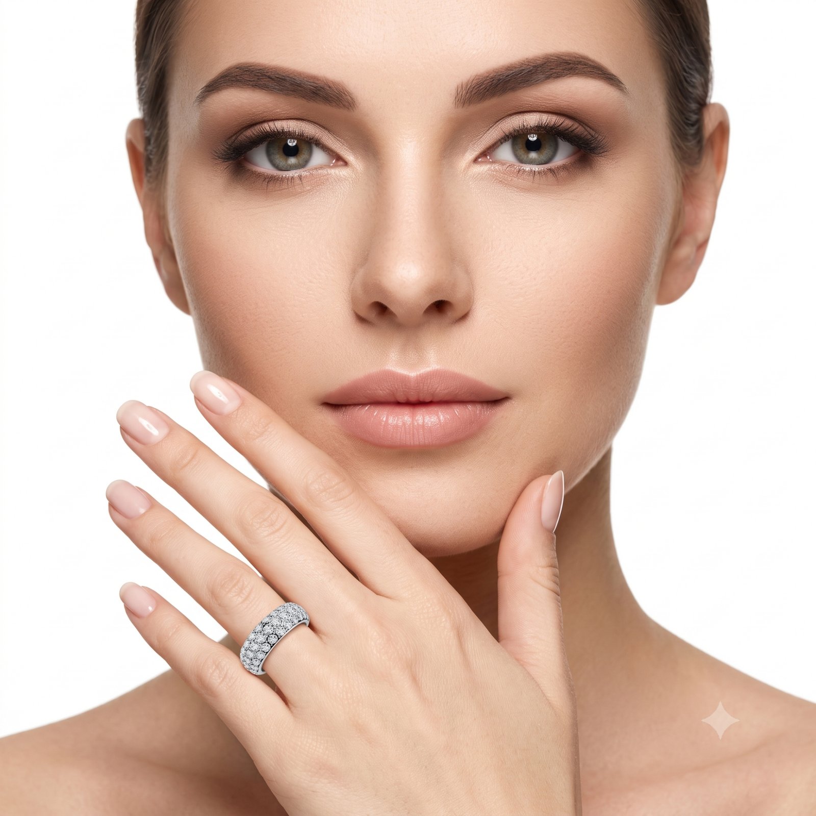 Stainless Steel Crystal Pavé Ring - Image 3
