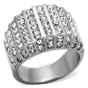 Stainless Steel Crystal Pavé Ring