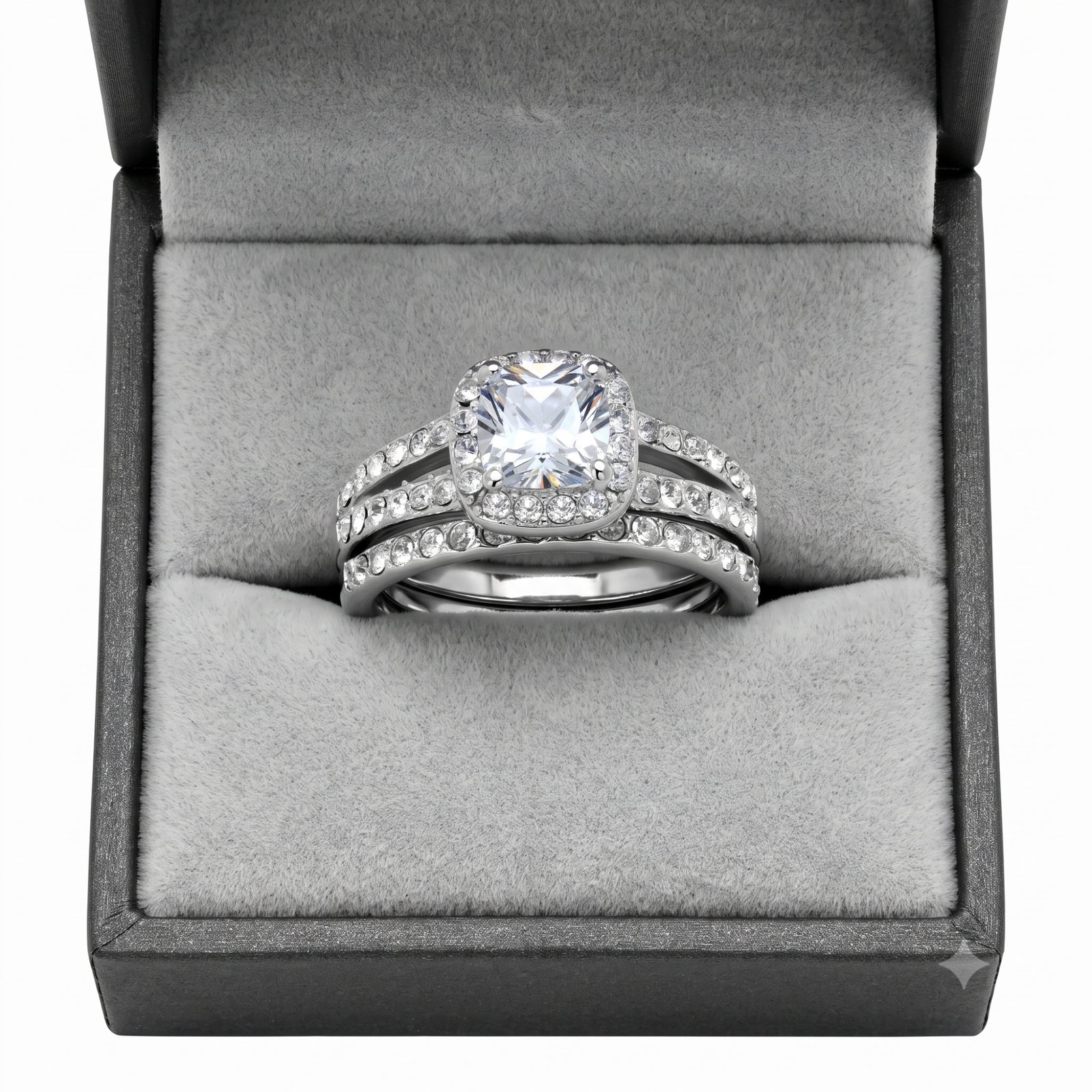 Stainless Steel Cubic Zirconia Halo Ring - Image 5