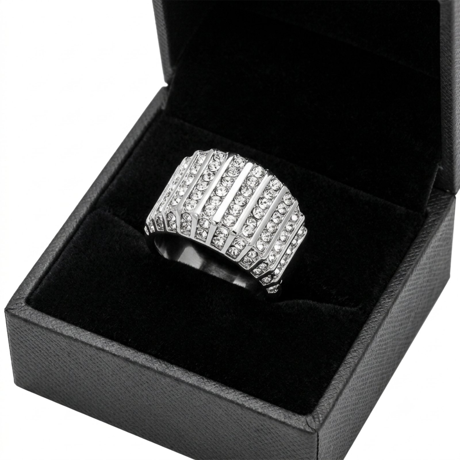 Stainless Steel Crystal Pavé Ring - Image 5