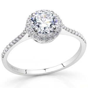 Stainless Steel Cubic Zirconia Halo Ring