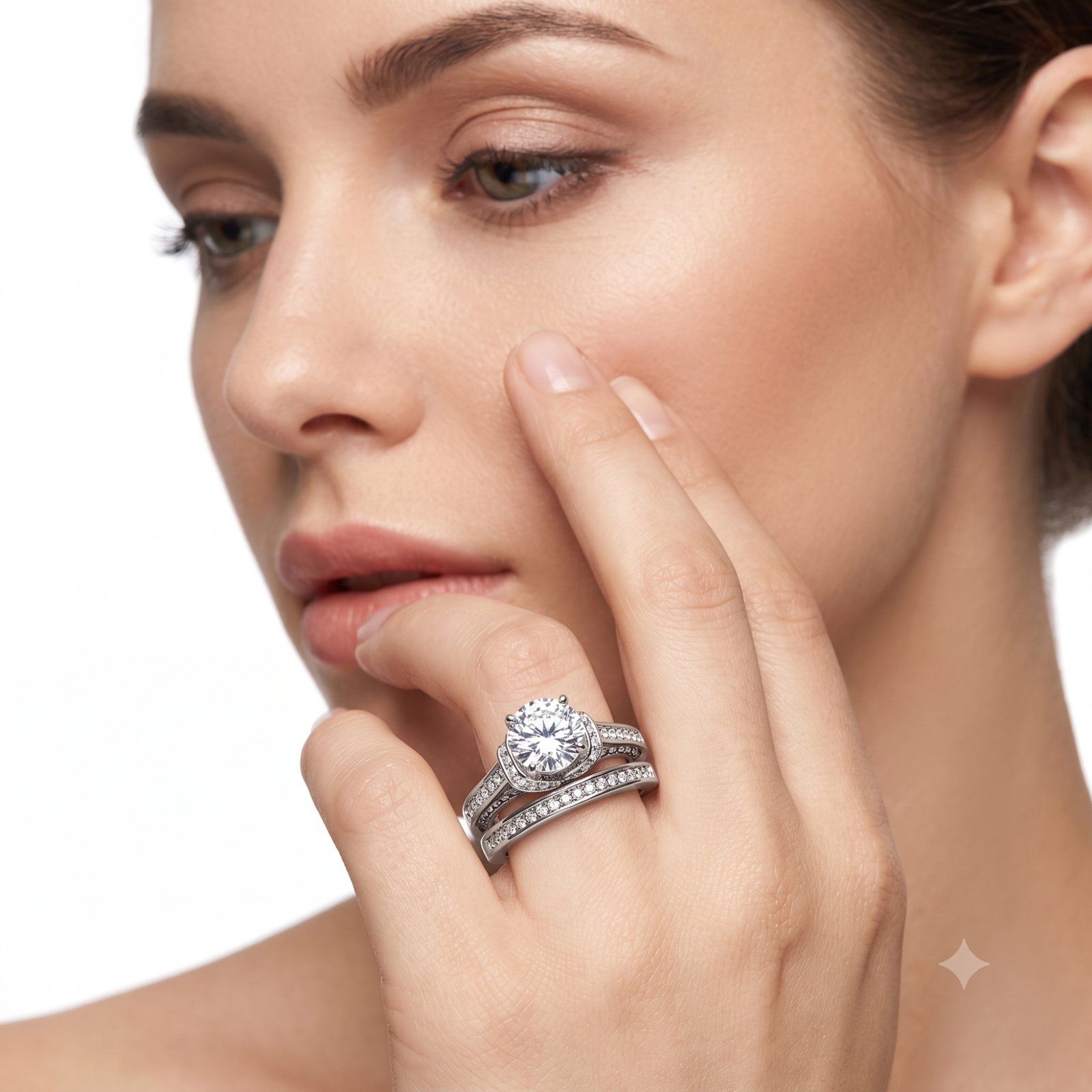 Stainless Steel Cubic Zirconia Halo Ring - Image 3
