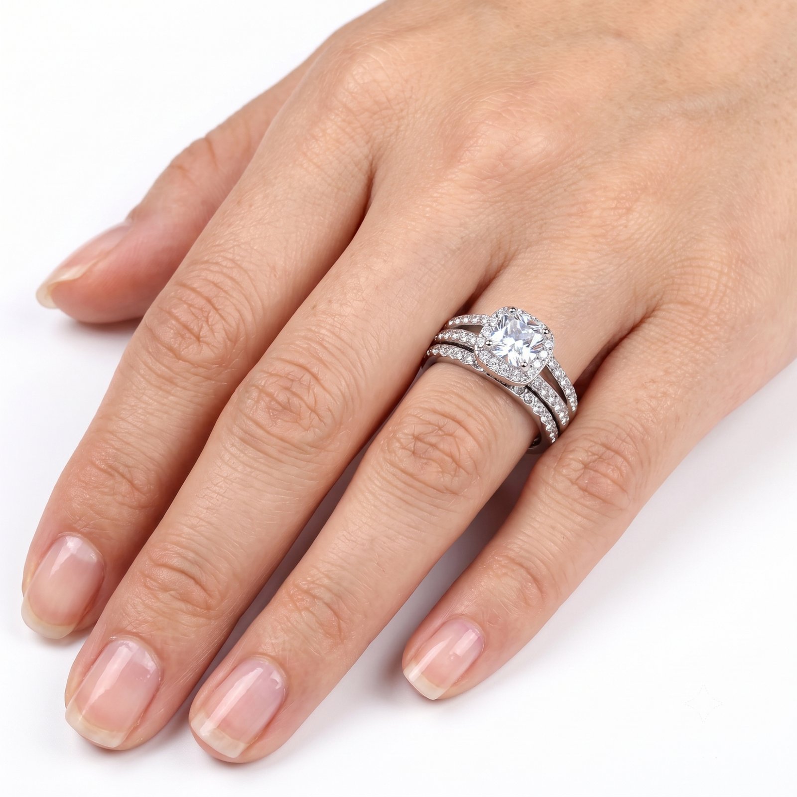 Stainless Steel Cubic Zirconia Halo Ring - Image 4