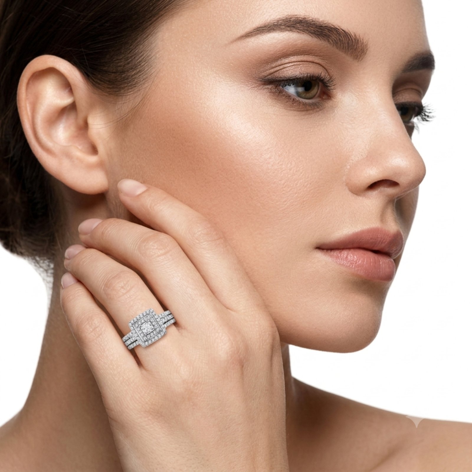 Stainless Steel Cubic Zirconia Halo Ring - Image 3