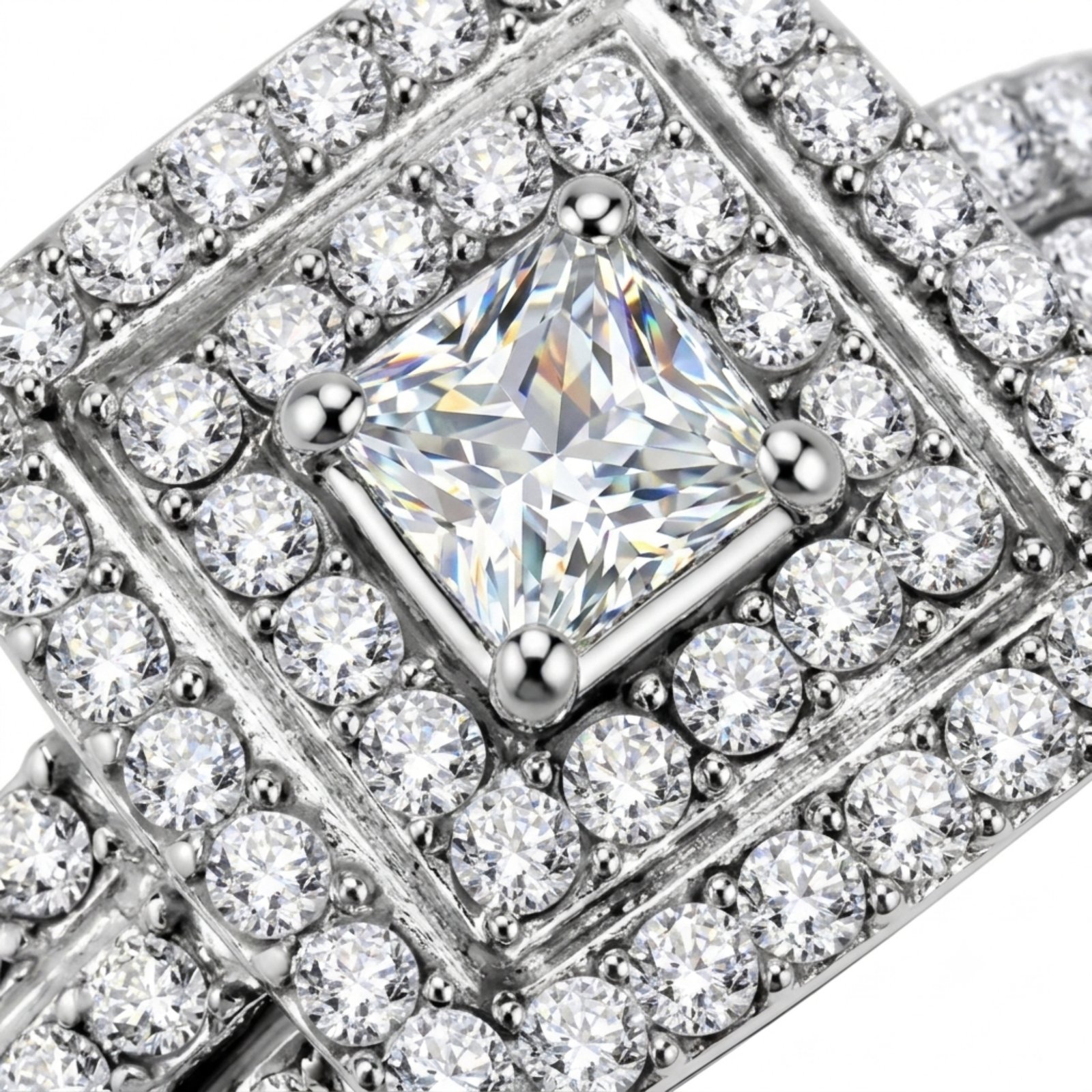 Stainless Steel Cubic Zirconia Halo Ring - Image 2