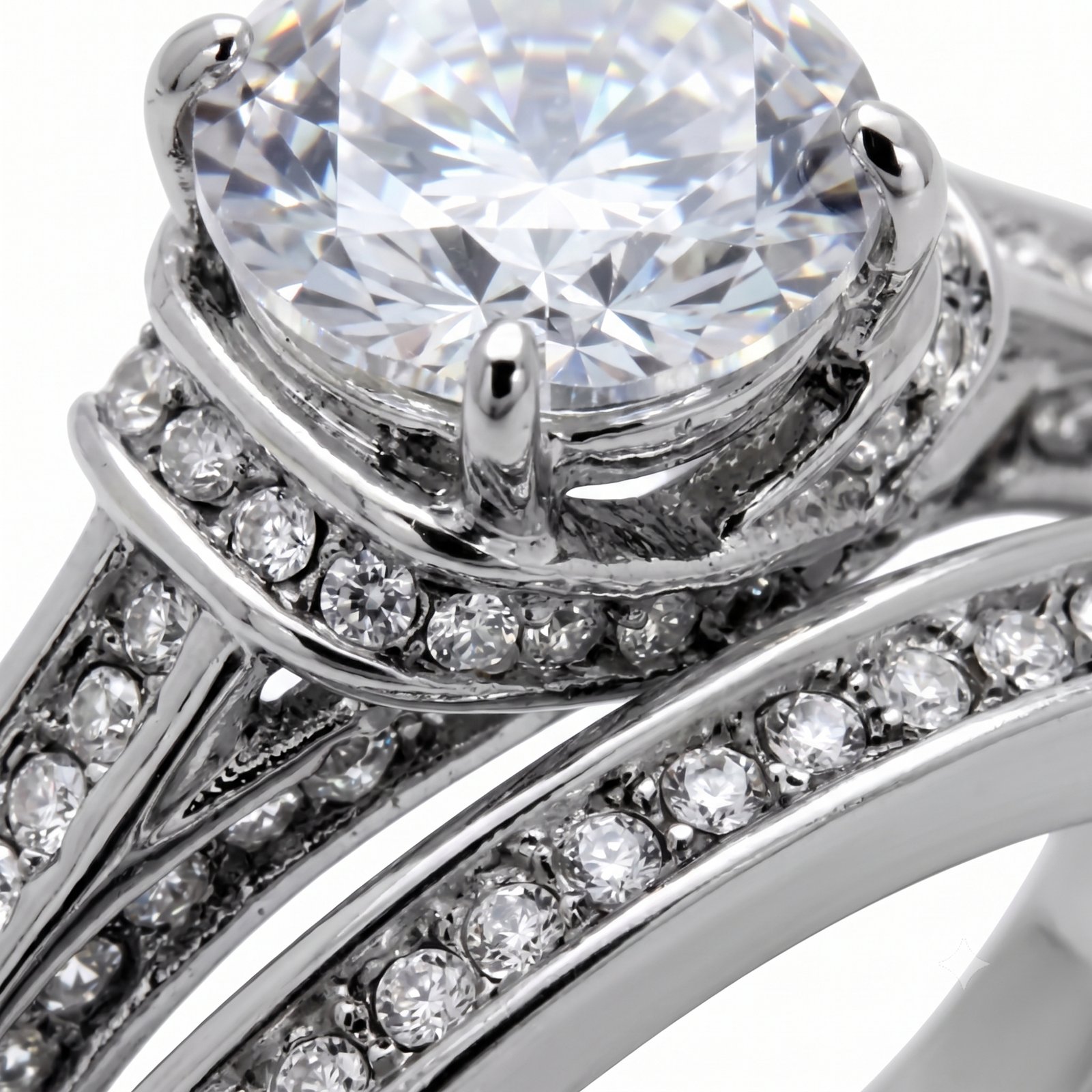 Stainless Steel Cubic Zirconia Halo Ring - Image 2