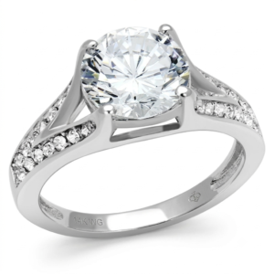 Stainless Steel Cubic Zirconia Pavé Ring